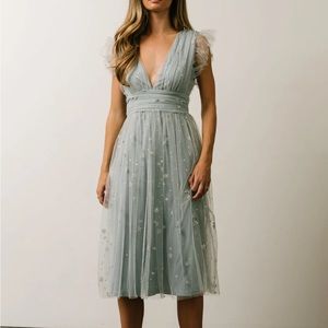 Chiara Shimmer Midi Dress Baltic Born Blue